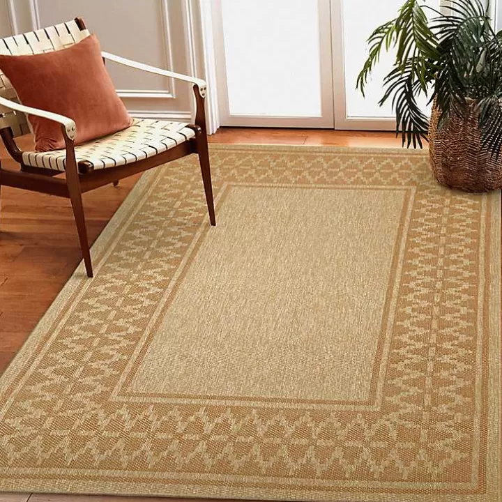 Sale Tan & Orange Zig Zag Indoor/Outdoor Area Rug, 7x9 Outdoor Rugs