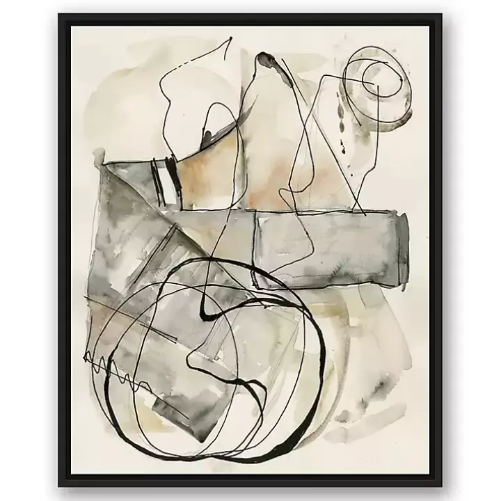 Clearance Tan and Black Abstract Framed Canvas Art Print Canvas Art