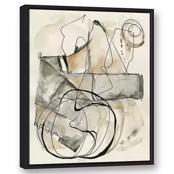 Clearance Tan and Black Abstract Framed Canvas Art Print Canvas Art