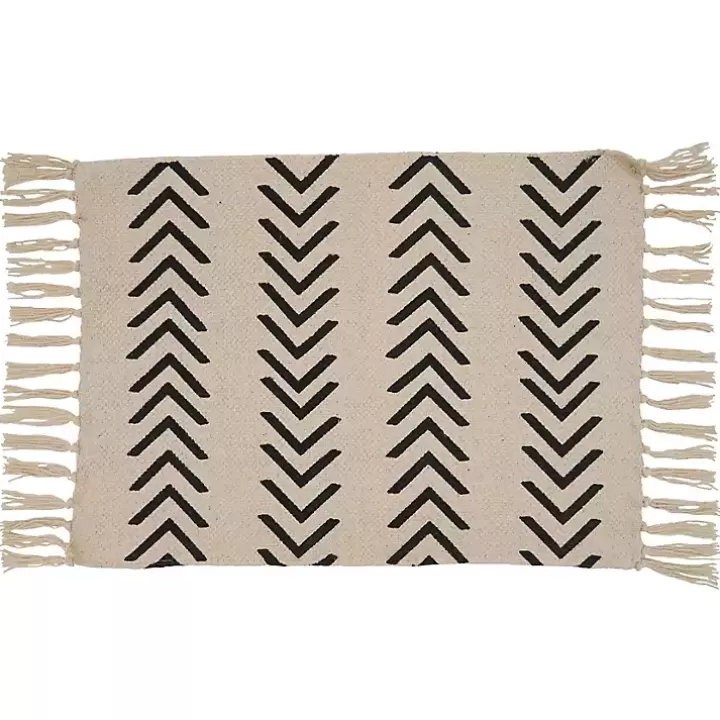 Sale Tan and Black Chevron Cotton Placemats, Set of 4 Table Linens