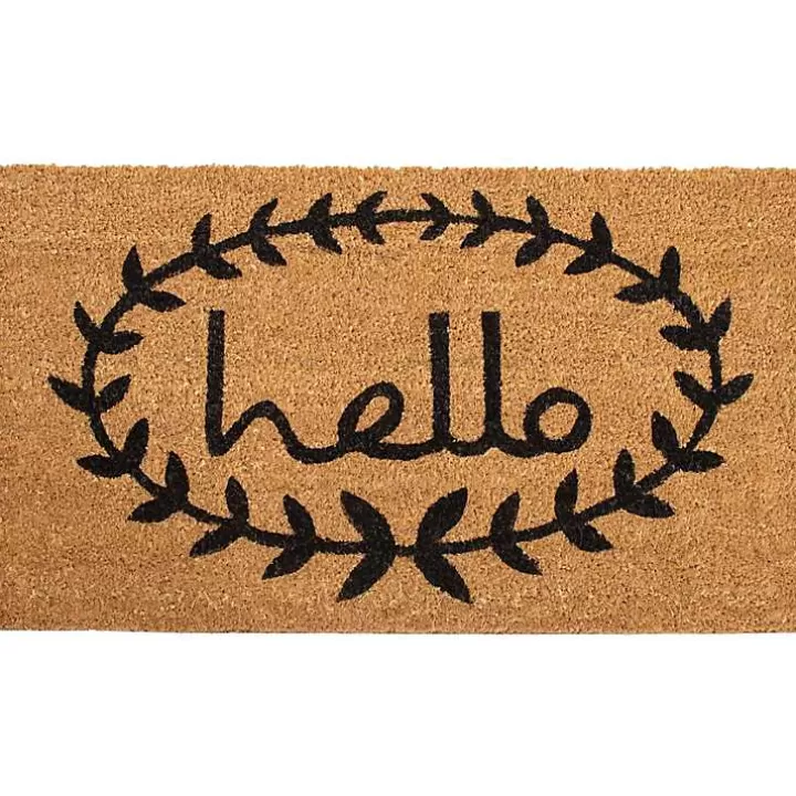 Best Sale Tan and Black Evergreen Hello Doormat, 36x24 in. Doormats