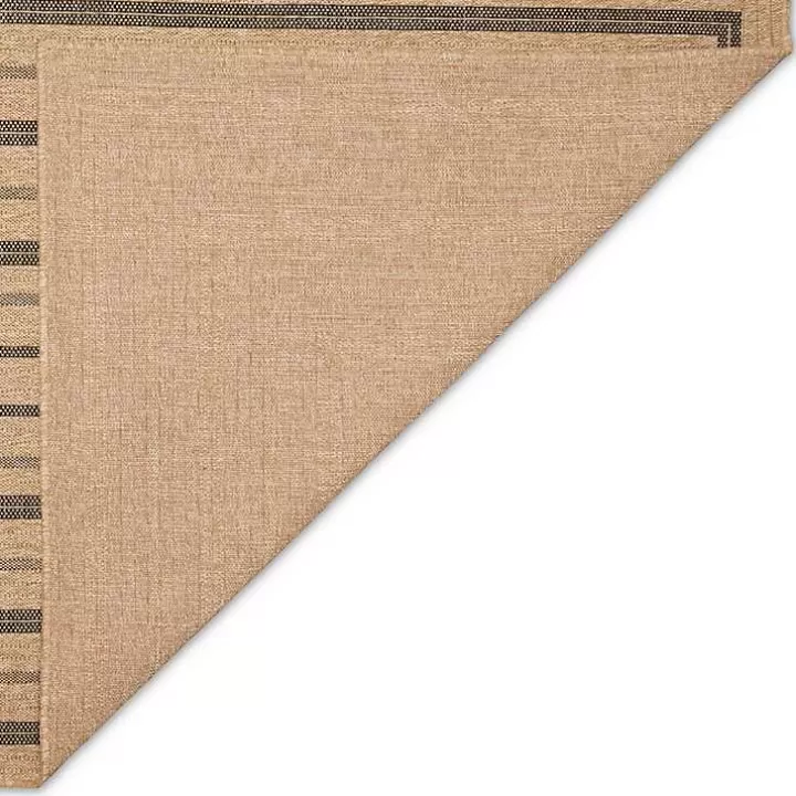 Sale Tan and Black Framed Indoor/Outdoor Area Rug, 5x7 Outdoor Rugs