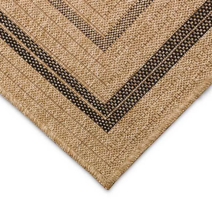 Sale Tan and Black Framed Indoor/Outdoor Area Rug, 5x7 Outdoor Rugs