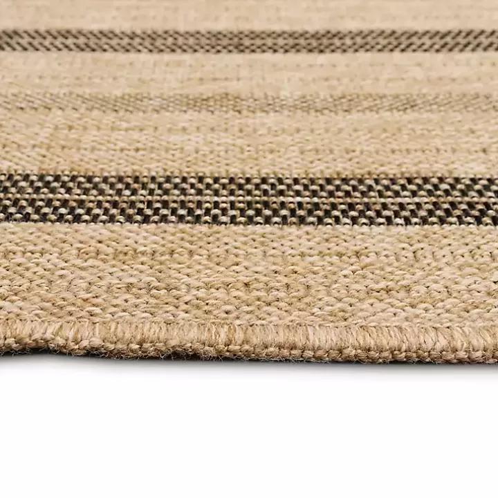Sale Tan and Black Framed Indoor/Outdoor Area Rug, 5x7 Outdoor Rugs