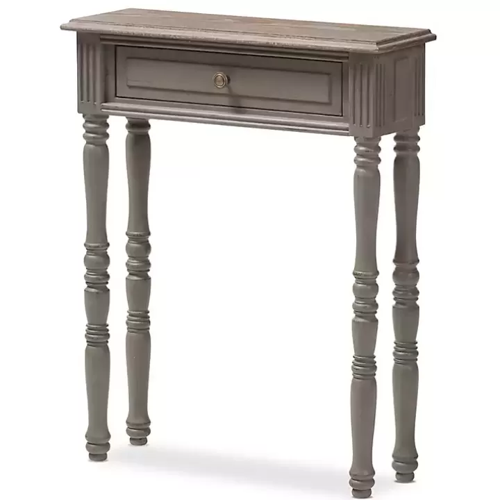 Discount Tan and Gray Ornate Ball Turned Console Table Console Tables