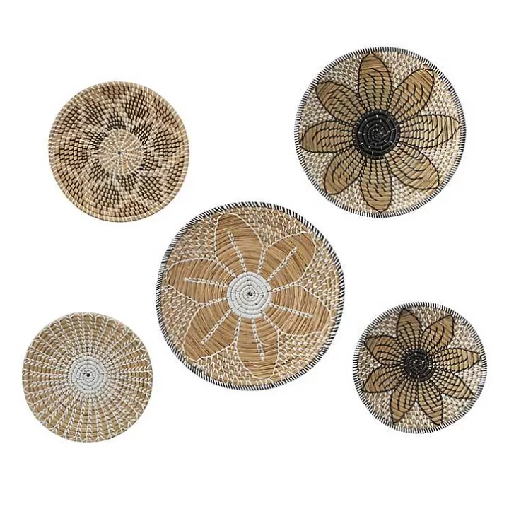 Cheap Tan Bohemian Seagrass 5-pc. Wall Plaque Set Wall Plaques