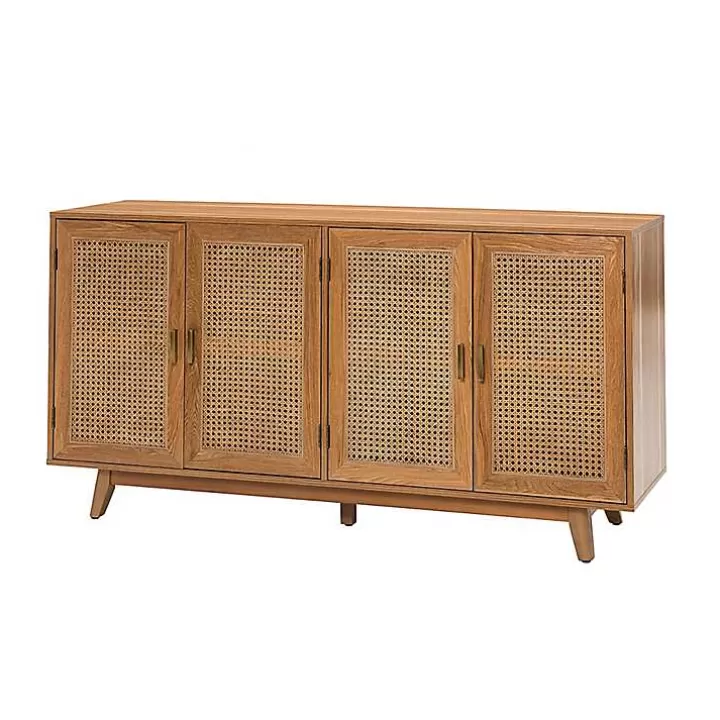 New Cane Wood Storage Media Cabinet Cabinets & Sideboards