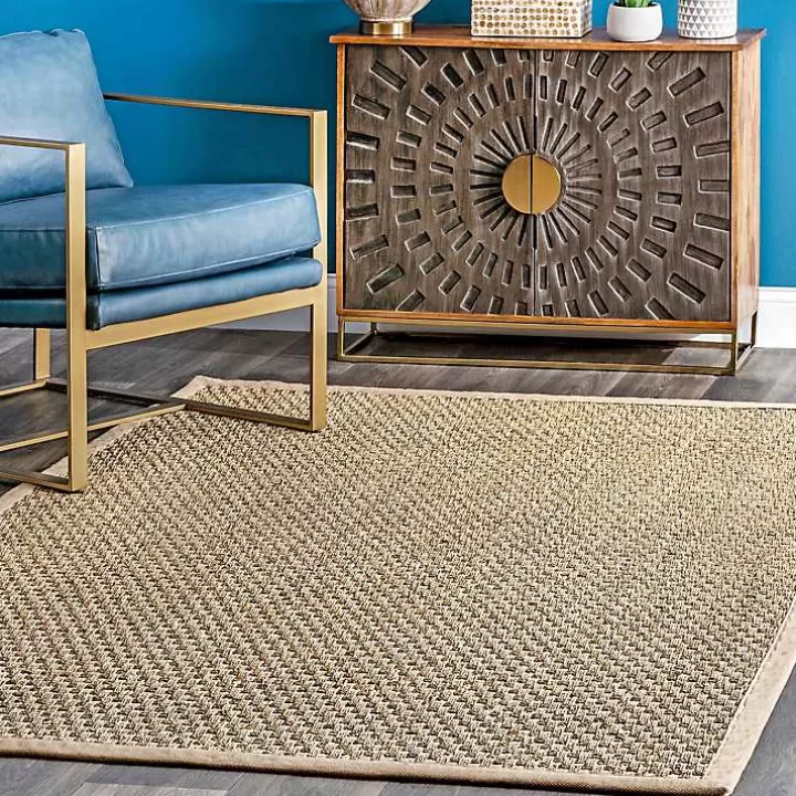 Fashion Checker Weave Seagrass Area Rug, 5x8 Area Rugs