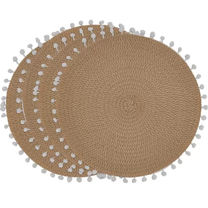 Outlet Circular Pom Pom Placemats, Set of 4 Table Linens