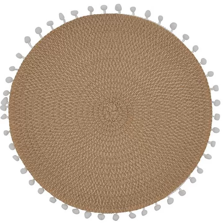 Outlet Circular Pom Pom Placemats, Set of 4 Table Linens