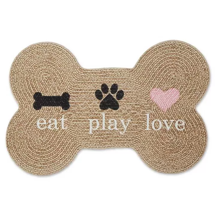 Hot Eat Play Love Bone-Shaped Pet Bowl Mat Kitchen & Floor Mats