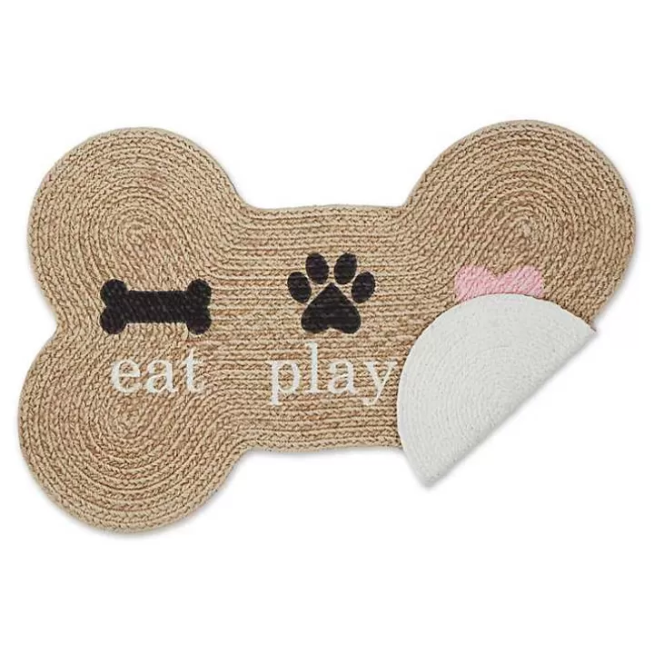 Hot Eat Play Love Bone-Shaped Pet Bowl Mat Kitchen & Floor Mats