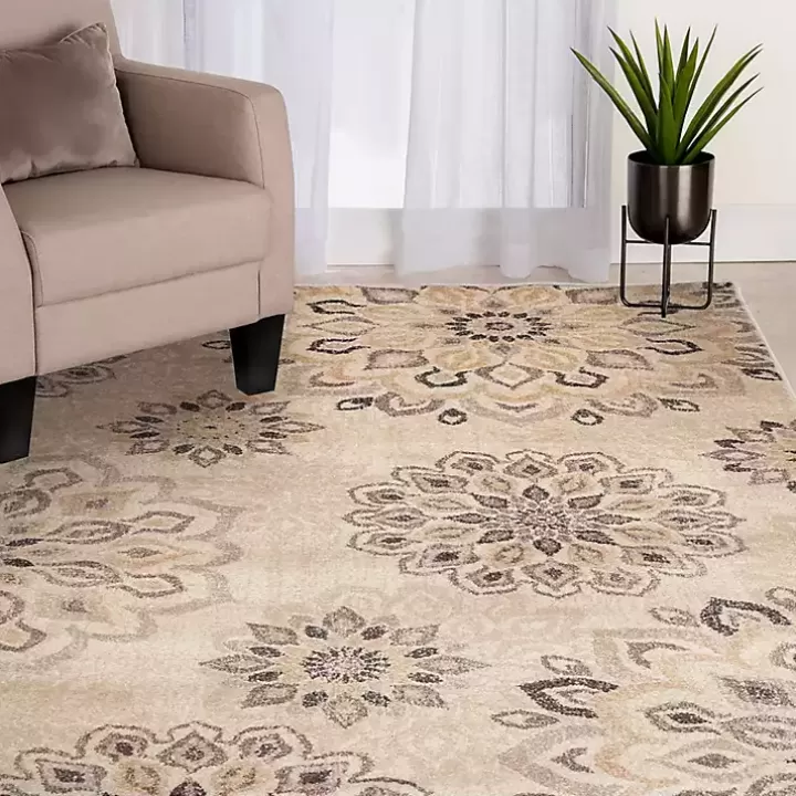 Cheap Floral Mini Medallions Area Rug, 5x7 Area Rugs