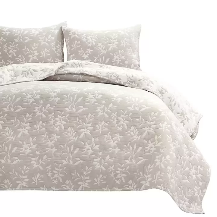 Fashion Tan Floral Reversible 3-pc. King Quilt Set Quilts