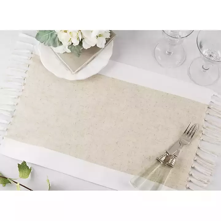 Online Tan Fringed Two Tone 4-pc. Placemat Set Table Linens