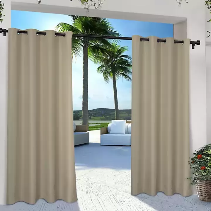 Hot Taupe Cabana Outdoor Curtain Panel Set, 108 in. Outdoor Curtains