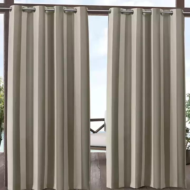 Outlet Taupe Canopy Outdoor Curtain Panel Set, 96 in. Outdoor Curtains