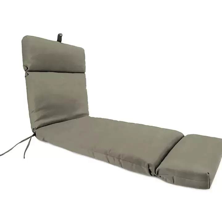 New Taupe Canvas French Edge Outdoor Chaise Cushion Outdoor Cushions & Pillows