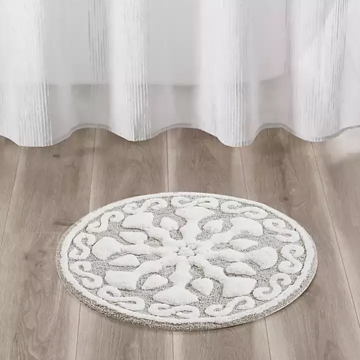 Flash Sale Taupe Cotton Tufted Medallion Bath Mat, 25 in. Bathroom Rugs