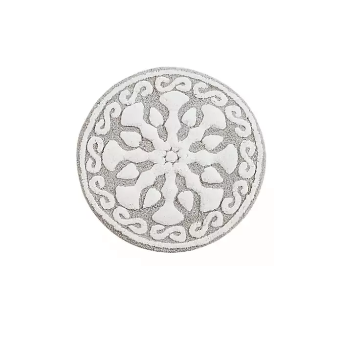 Flash Sale Taupe Cotton Tufted Medallion Bath Mat, 25 in. Bathroom Rugs