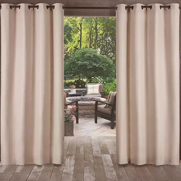 New Taupe Delano Outdoor Curtain Panel Set, 120 in. Outdoor Curtains