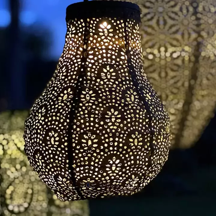 Discount Taupe Fan Bulb Hanging LED Outdoor Lantern Outdoor Lighting