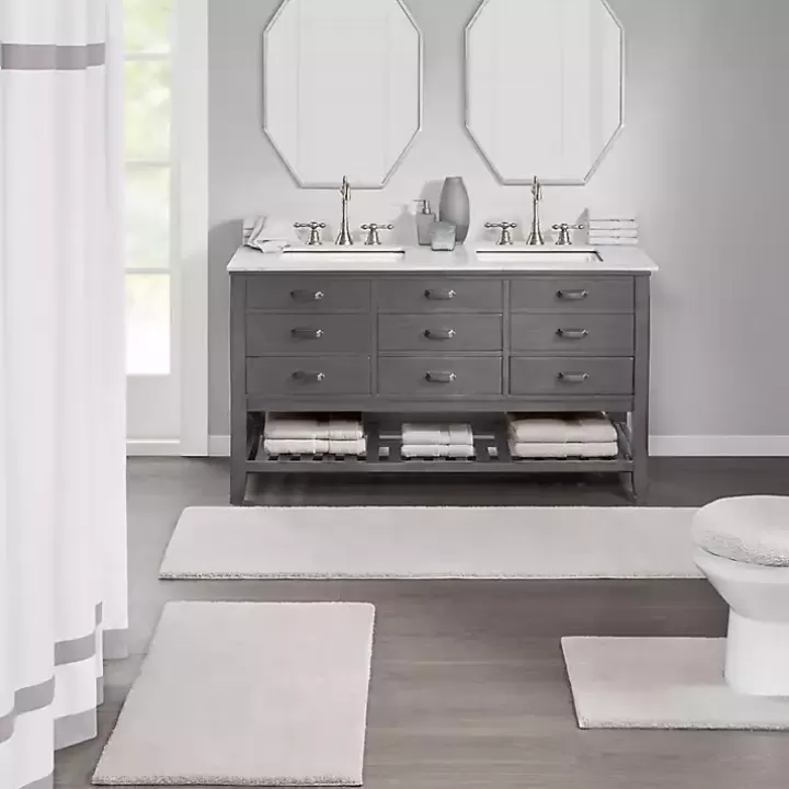 Flash Sale Taupe High Pile Marshmallow Bath Mat, 70 in. Bathroom Rugs