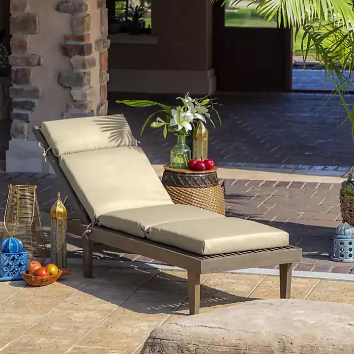 Cheap Taupe Leala Texture Outdoor Chaise Cushion Outdoor Cushions & Pillows