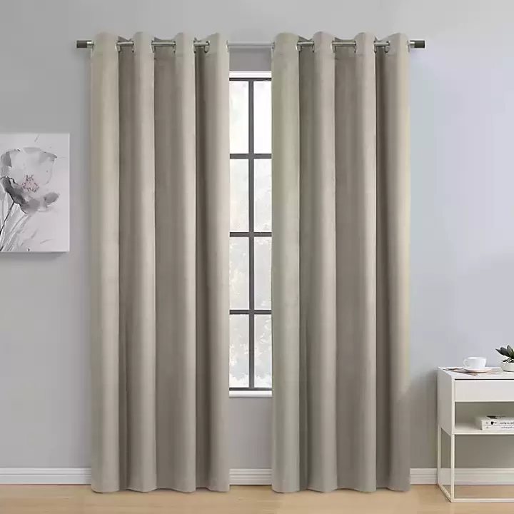 Cheap Taupe Paris Velvet Blackout Curtain Panel, 95 in. Curtains & Drapes