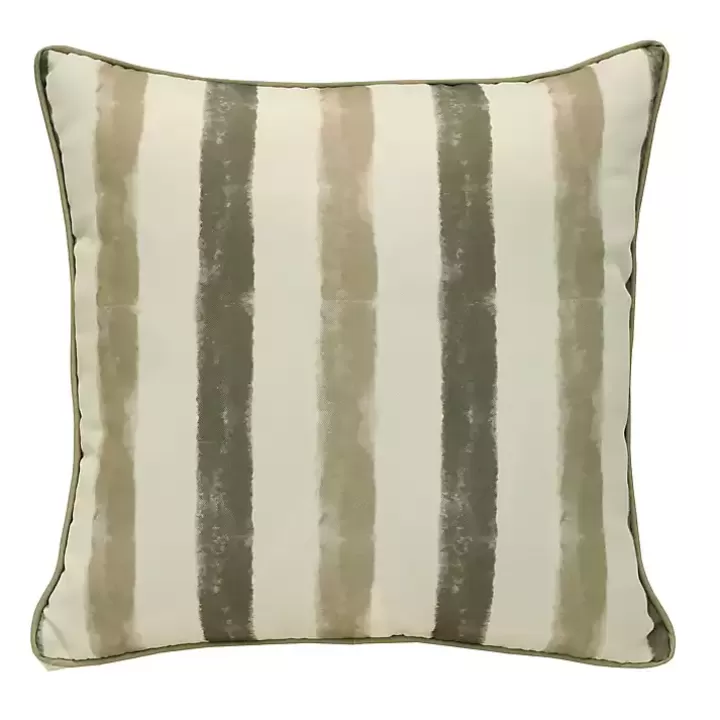 Discount Taupe Striped Outdoor Pillow Outdoor Cushions & Pillows