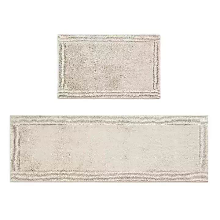 Flash Sale Taupe Tufted Reversible Cotton Bath Mat, 34 in. Bathroom Rugs