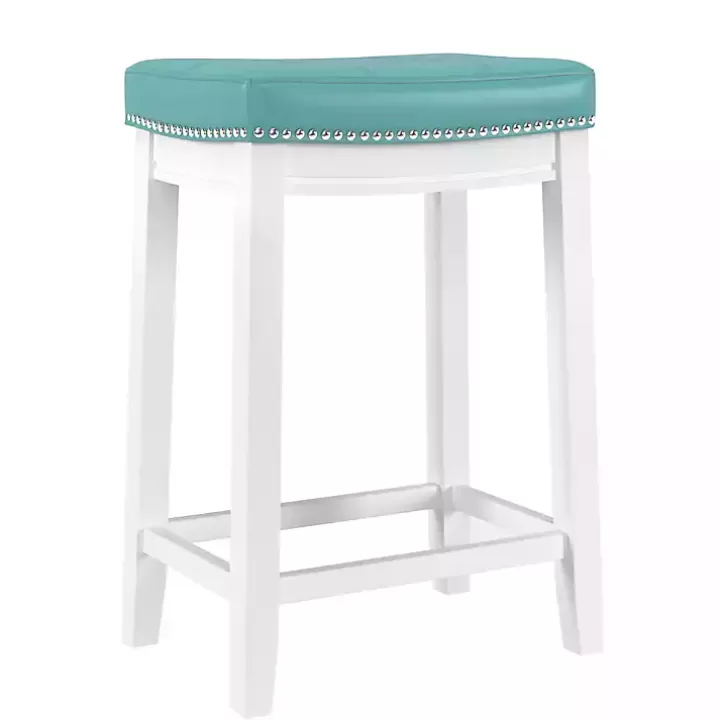 New Teal Faux Leather Claridge Counter Stool Bar Stools & Counter Height Stools