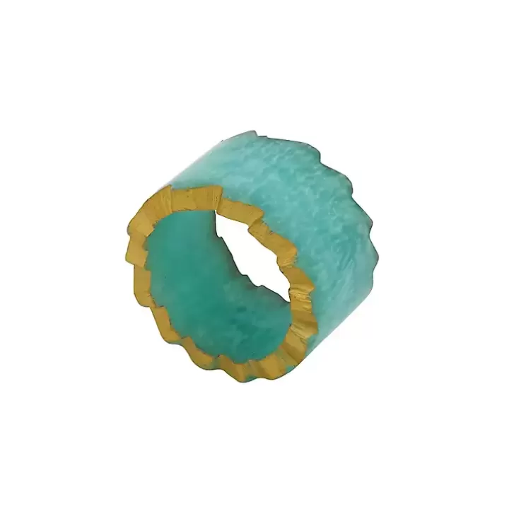 Store Teal Geode Artistry Napkin Rings, Set of 4 Table Linens