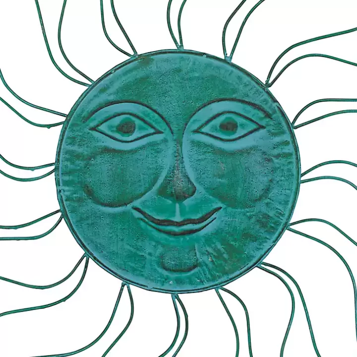 New Teal Metal Sun Face Wall Plaque Wall Plaques