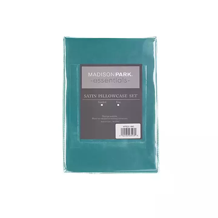 Outlet Teal Satin King 2-pc. Pillow Case Set Bed Sheets