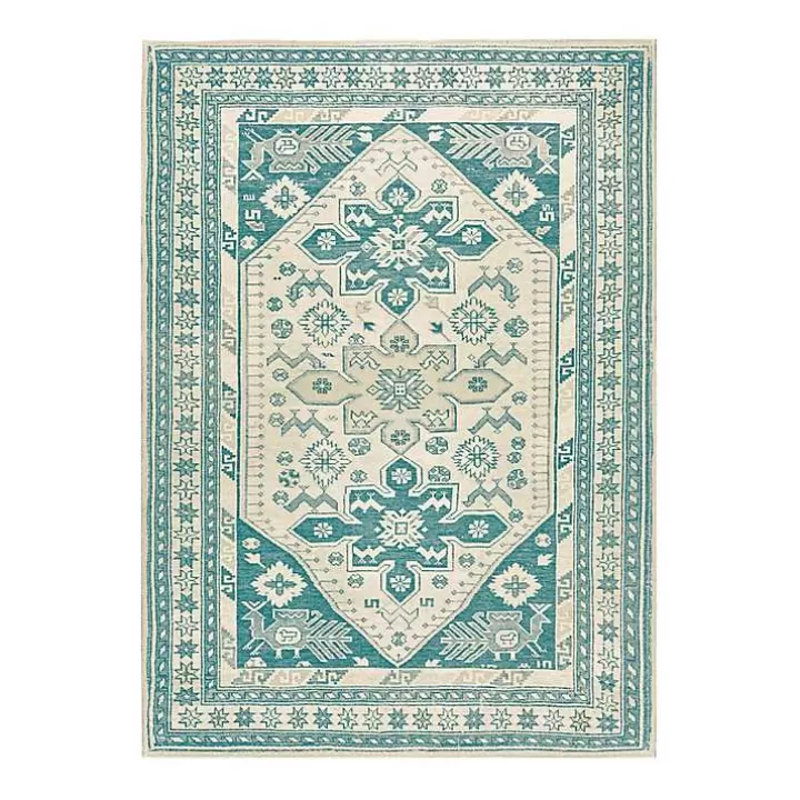 Outlet Teal Seraz Washable Area Rug, 5x7 Area Rugs