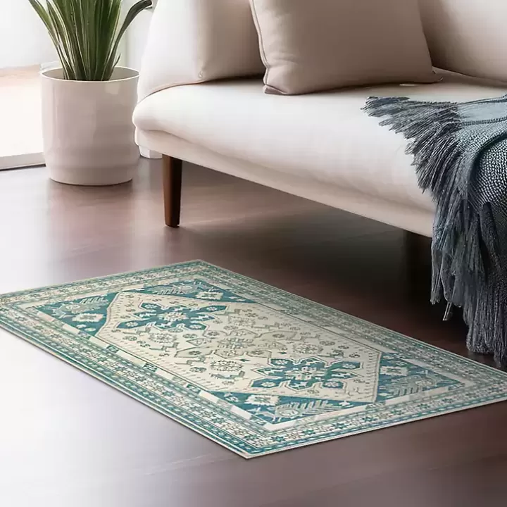 Online Teal Seraz Washable Area Rug, 3x5 Area Rugs