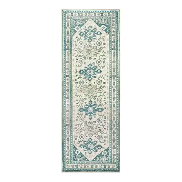 Sale Teal Seraz Washable Runner, 2x7 Area Rugs