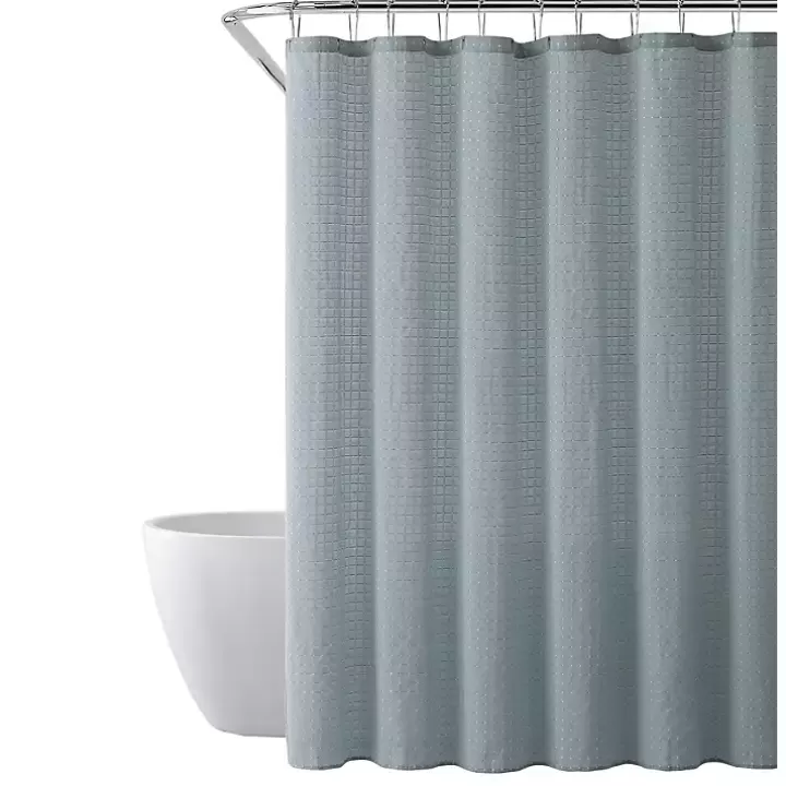 Online Teal Waffle Cotton Blend Shower Curtain Shower Curtains