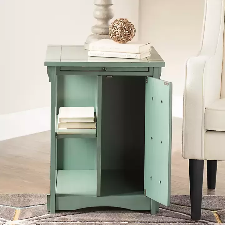 Flash Sale Teal Wood Parnell Storage Accent Table Accent & End Tables