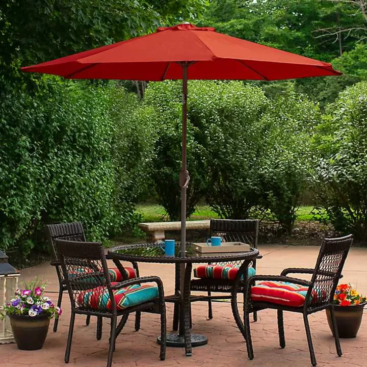 Sale Terracotta 8 ft. Hand Crank Tilt Umbrella Outdoor Accent Furniture