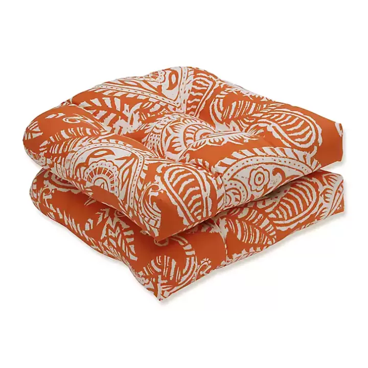 Best Terracotta Paisley Outdoor Seat Cushions, Set of 2 Outdoor Cushions & Pillows