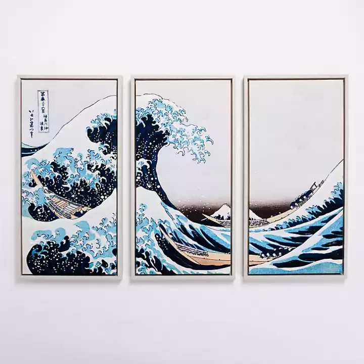 Shop The Great Wave Framed Canvas Art Prints, Set of 3 Canvas Art