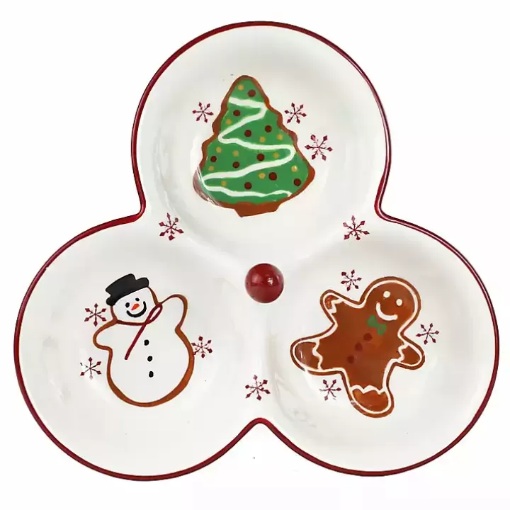 Discount Three-Section Christmas Serving Platter Serving & Entertaining