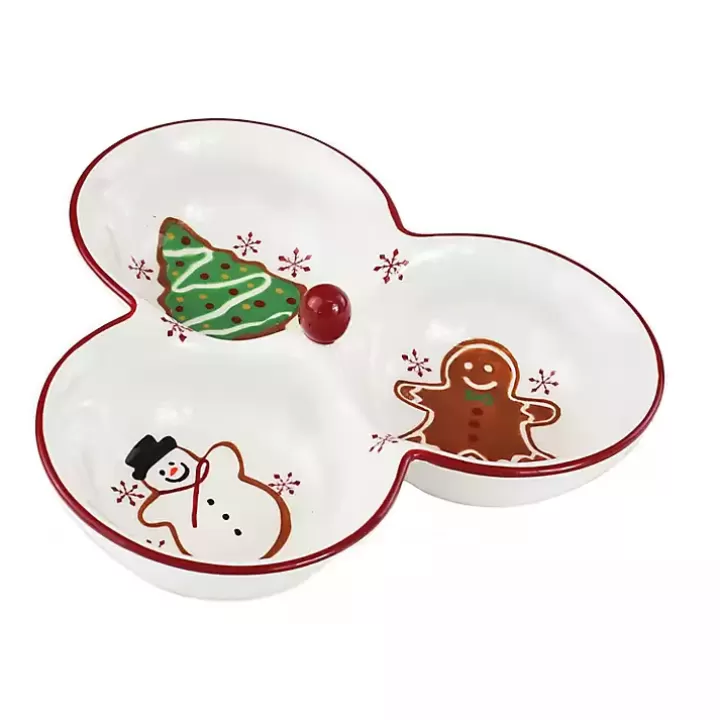 Discount Three-Section Christmas Serving Platter Serving & Entertaining