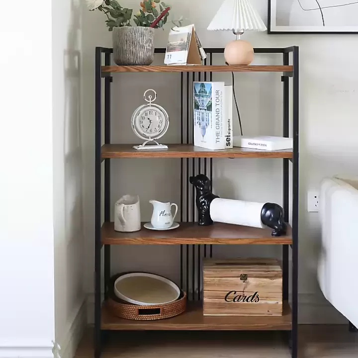 Sale 4-Tier Black Metal Frame Shelf Bookshelves