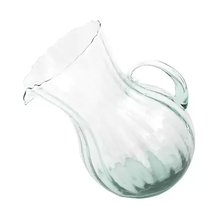 Outlet Tilted Ribbed Glass Pitcher Serving & Entertaining