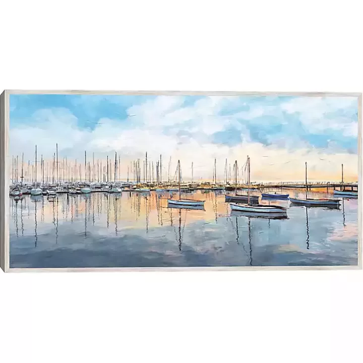 Best Sale Tranquil Harbor Framed Canvas Art Print Canvas Art