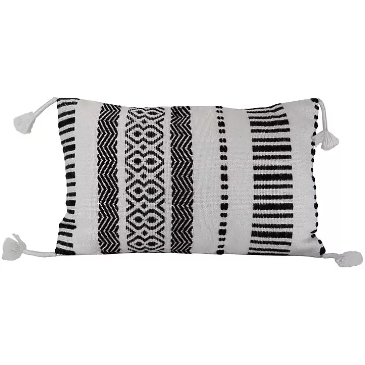 Sale Tribal Stripe Tassel Outdoor Lumbar Pillow Outdoor Cushions & Pillows