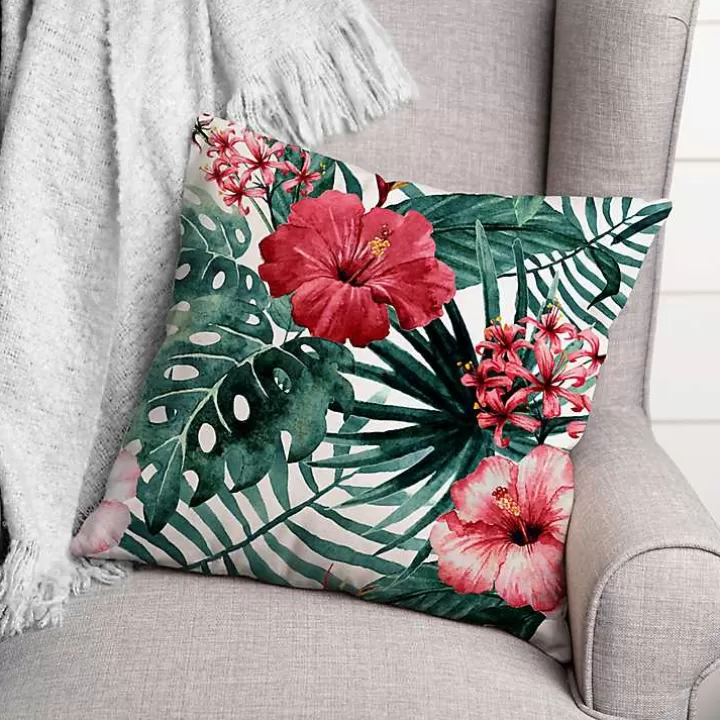 Online Tropical Flowers Outdoor Pillow Outdoor Cushions & Pillows